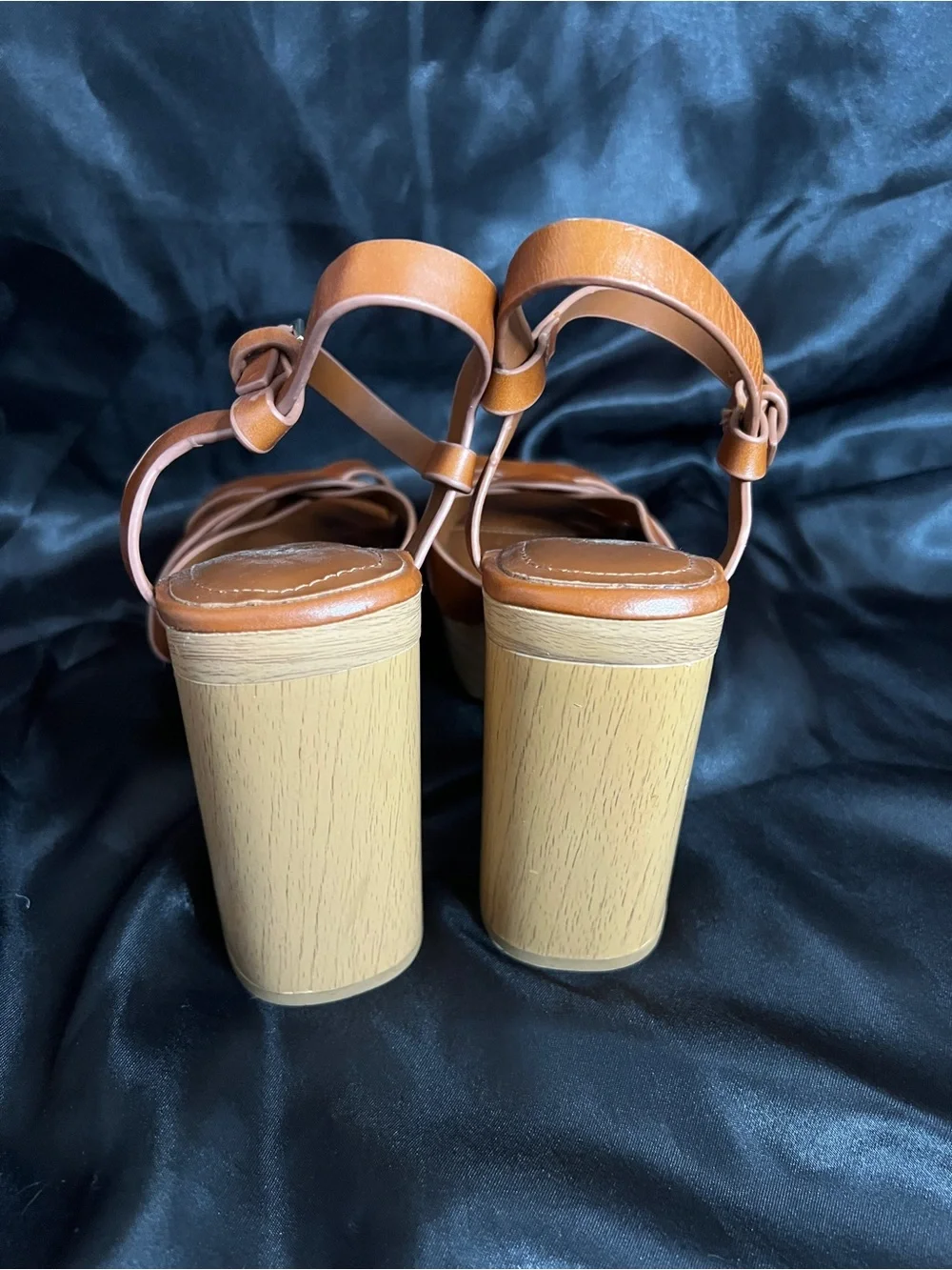 Zara Brown Leather Braided Platform Sandals - Picture 5 of 7